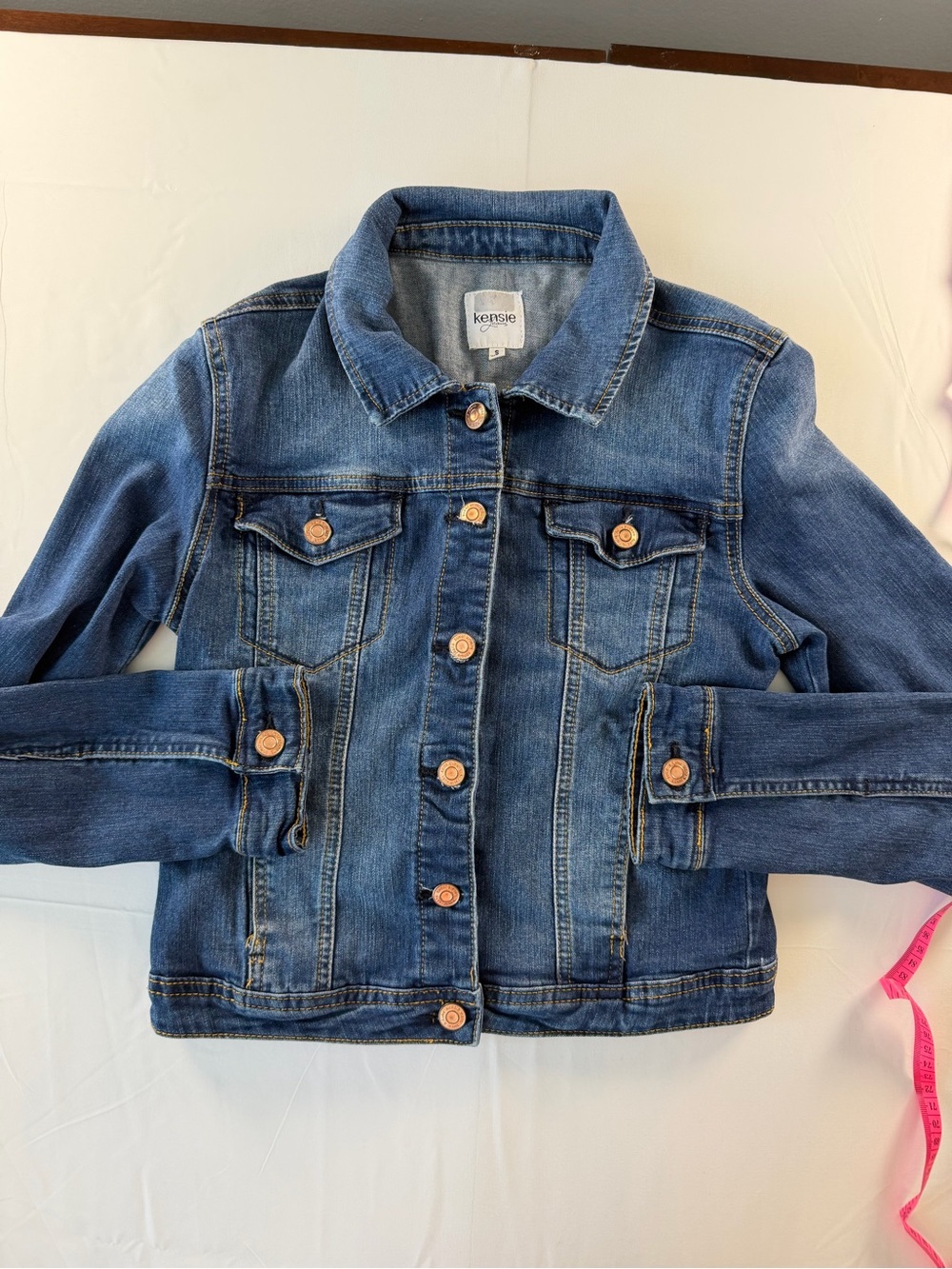 Kensie Blue Denim Jacket with Copper Buttons
